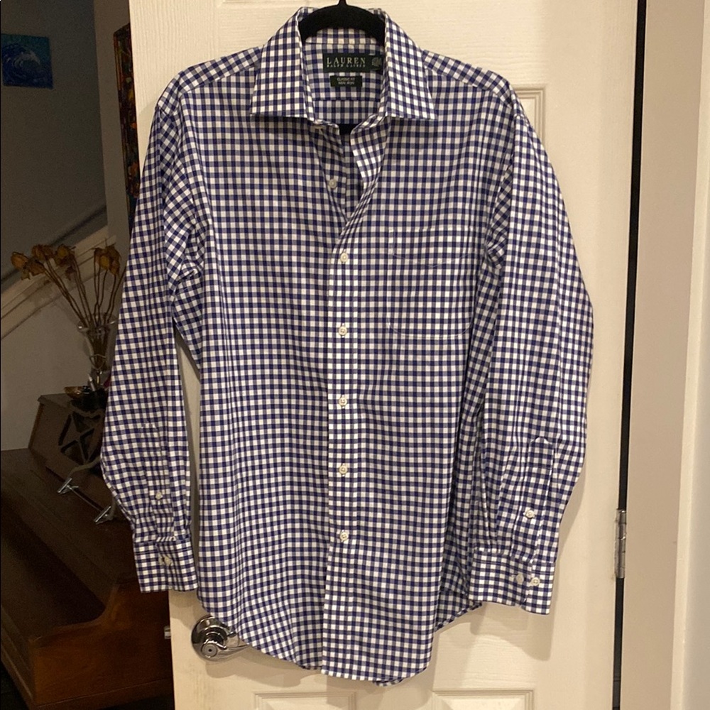 Ralph Lauren Blue and White Gingham Casual Shirt